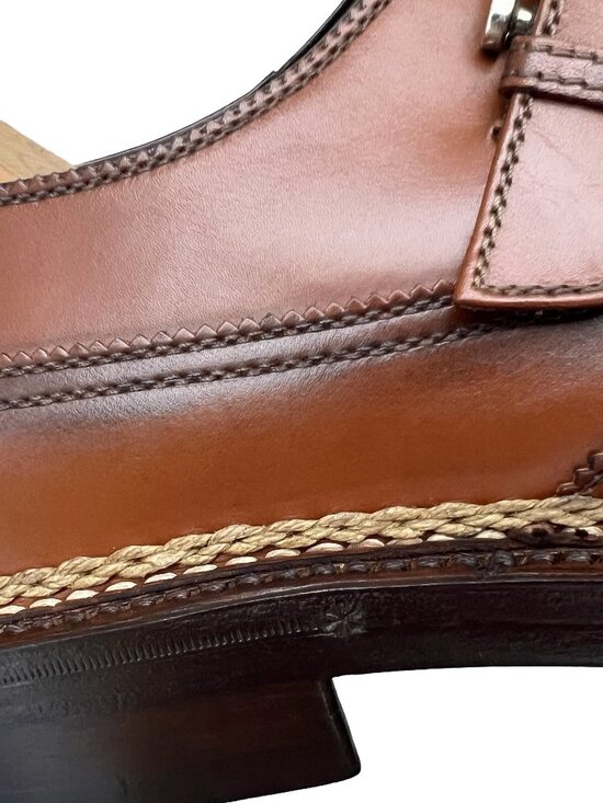 $2500 A. Testoni NORVEGESE Goodyear Mens Monkstrap Wingtip Shoes US 9 /UK 8 /42 main image 16